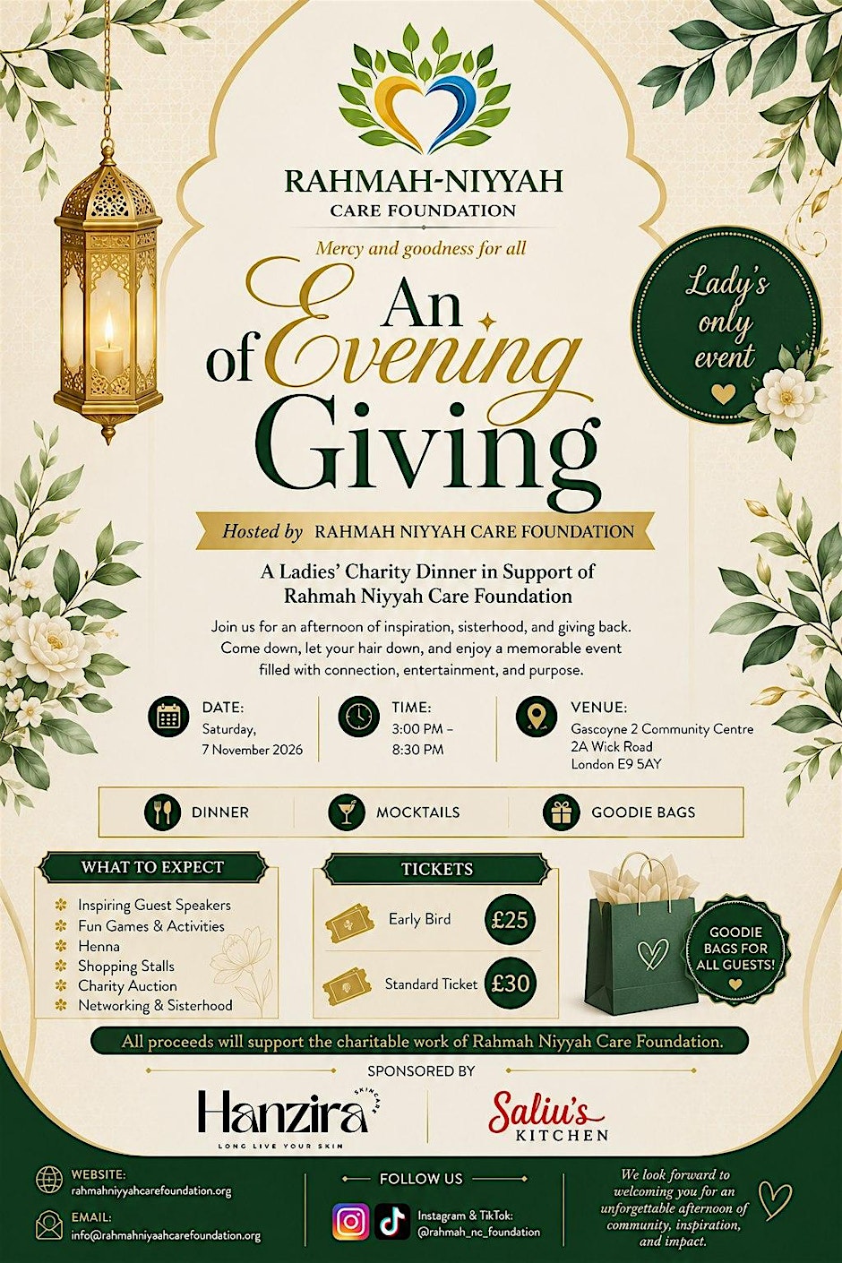 An Evening of Giving | Ladies’ Charity Dinner | Goodie Bags, Mocktails &