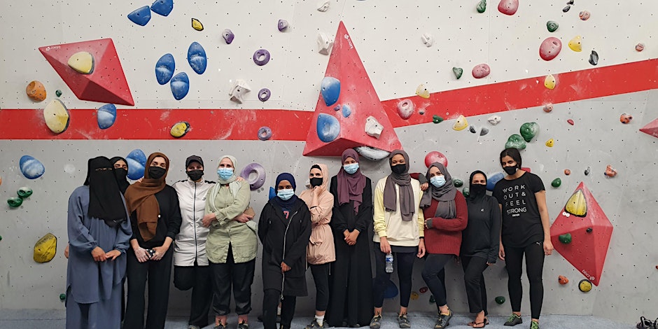 Muslim women bouldering  (Climbing) session in Bethnal Green